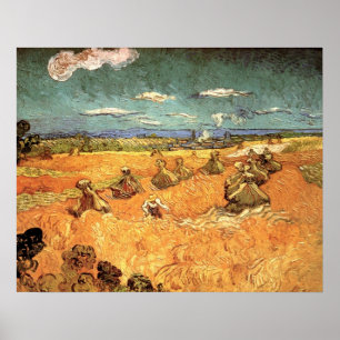 Póster Trigos apilados con segador de Vincent van Gogh