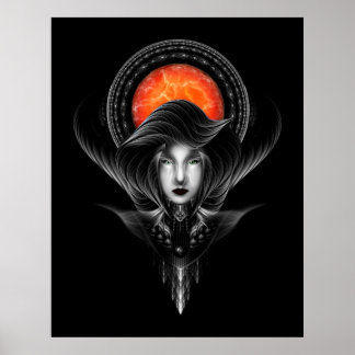 Póster Trilia Red Nebula Retrato BLKGS Naranja Sun