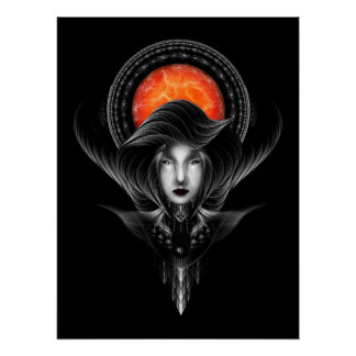 Póster Trilia Red Nebula Retrato BLKGS Naranja Sun