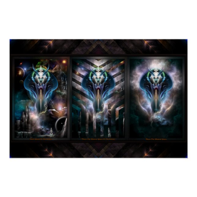 Póster Trilogía Fractal de la Reina Thera 2XFrame (Anverso)