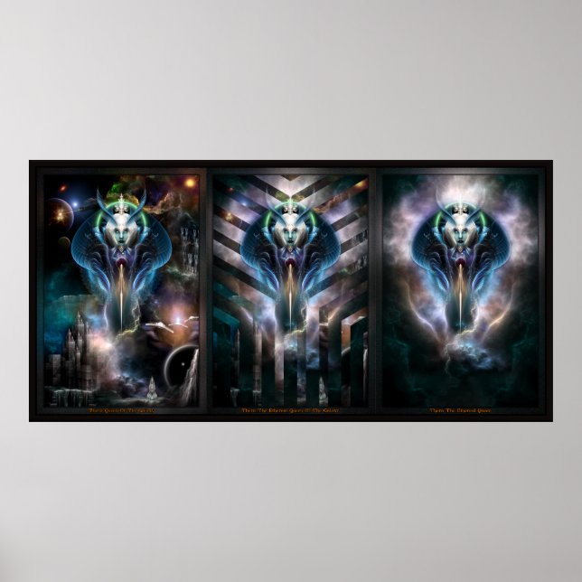 Póster Trilogía Fractal de la Reina Thera 2XFrame (Frente)
