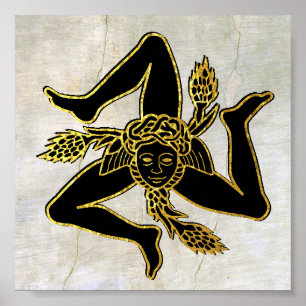 Póster Trinacria siciliana en yeso