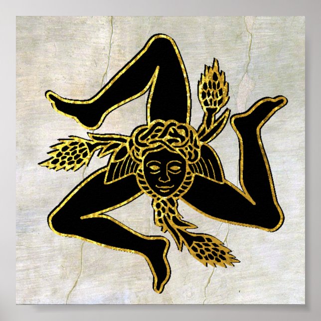 Póster Trinacria siciliana en yeso (Frente)