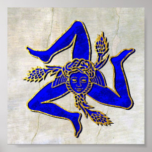 Póster Trinacria siciliana en yeso