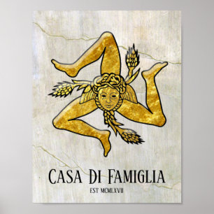 Póster Trinacria siciliano su texto