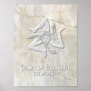 Póster Trinacria siciliano su texto