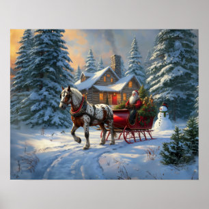 Póster Trineo de un caballo de Santa Claus