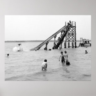 Póster Trineo largo del agua, isla de Bois Blanc, MI 1903