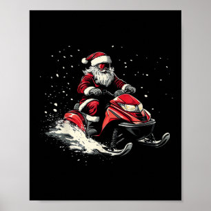 Póster Trineo Motorizado de Moto de Nieve de Papá Noel Di