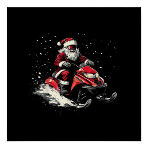 Póster Trineo Motorizado de Motos de Nieve de Santa Claus
