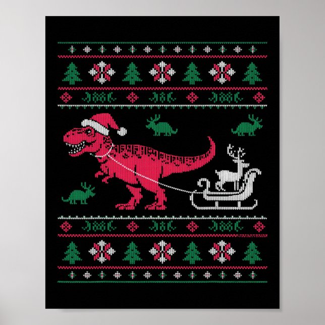 Póster Trineo Reno Dinosaurio Navidad Fea  (Frente)