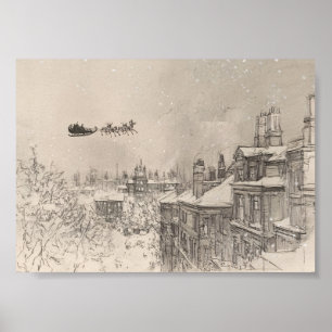 Póster Trineo vintage de Santa – Navidad acogedora