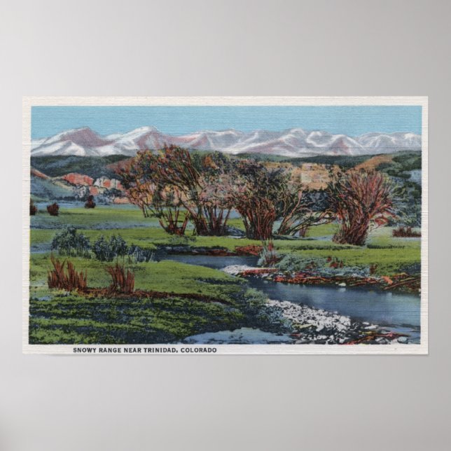 Póster Trinidad, Colorado - Snowy Range & Valley View (Frente)