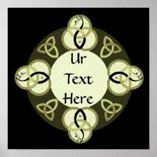 Póster Trinidad gris claro y monograma de pescado negro