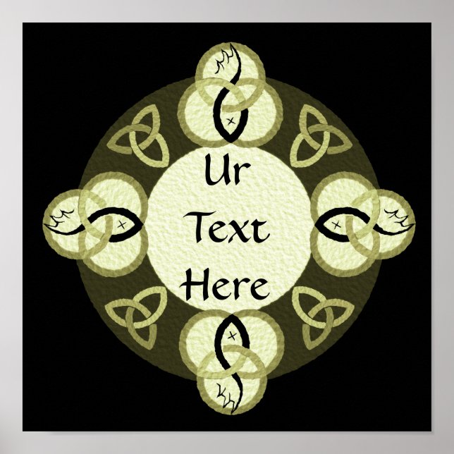 Póster Trinidad gris claro y monograma de pescado negro (Frente)