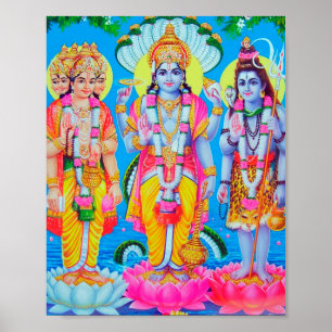 Póster Trinidad hindú Brahma Vishnu Shiva