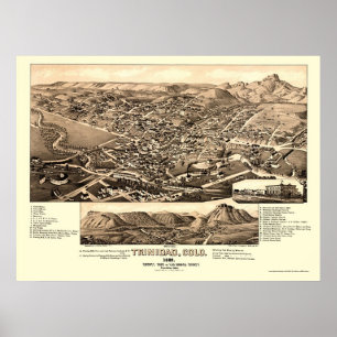 Póster Trinidad, mapa panorámico del CO - 1882