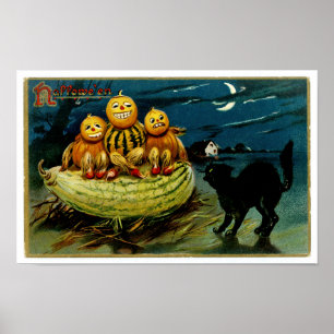 Póster Trio de calabaza de Halloween Jack-o-Lantern