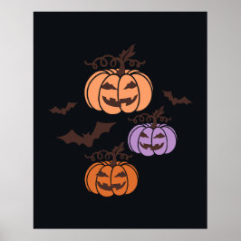 Póster Trio de calabazas trio Halloween Jack-o’Lantern