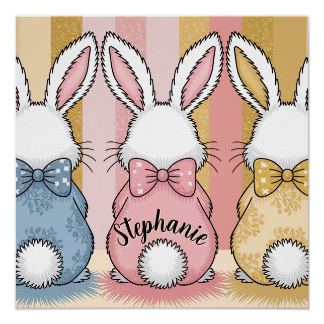 Póster Trío de conejos 3, nombre personalizado (Anverso)