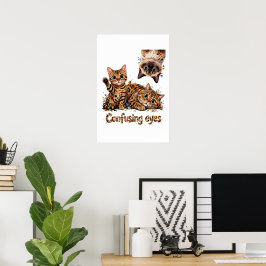 Póster Trío de gatos lindos felinos en carteles de flores