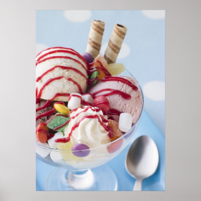 Póster Trio de helados y dulces domingos (Frente)
