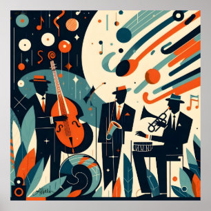 Póster Trío de Jazz de la Edad Moderna de Mitad de Siglo