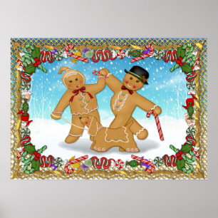 Póster Trío de pan de jengibre con borde