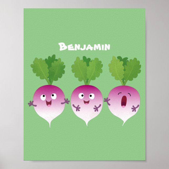 Póster Trío de verduras de nabo lindo personalizado (Frente)