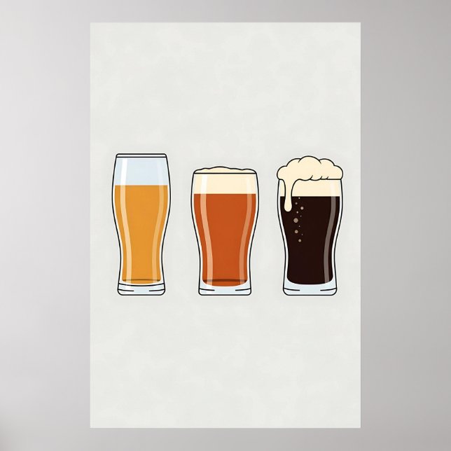 Póster Trío minimalista de lentes de cerveza - Cerveza (Frente)