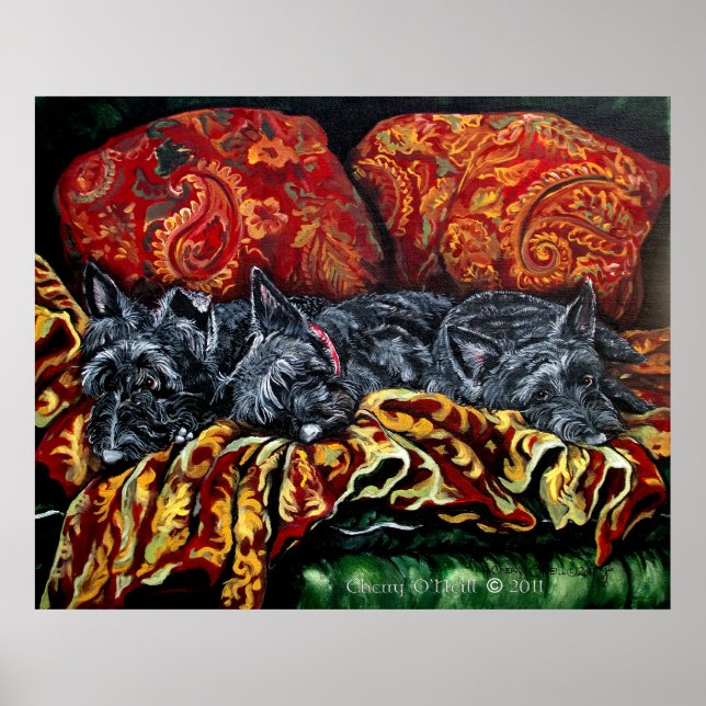 Póster Trio Terrier de Escocia (Frente)