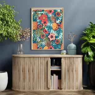 Póster Trío Tropical Piña, Papaya y Maracuyá