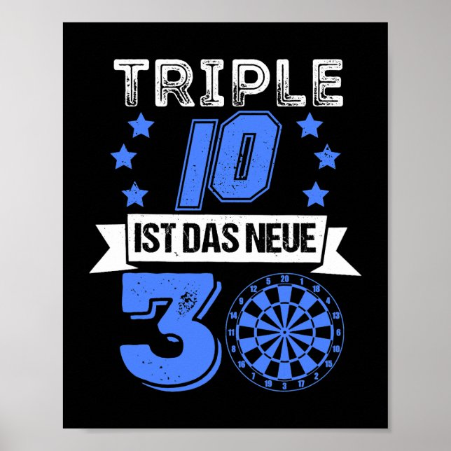 Póster Triple 10 30th Birthday Gift Idea Darts para (Frente)