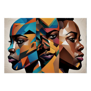 Póster Triple amenaza de arte afroamericano de mujer negr