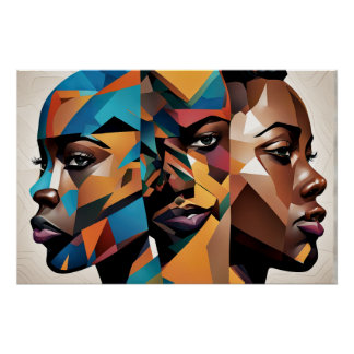 Póster Triple amenaza de arte afroamericano de mujer negr