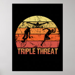Póster Triple amenaza de triatlón