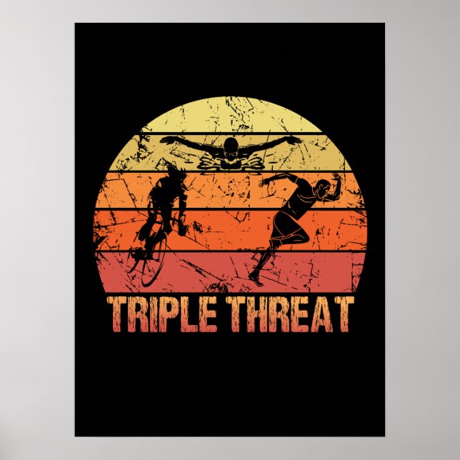 Póster Triple amenaza de triatlón (Frente)