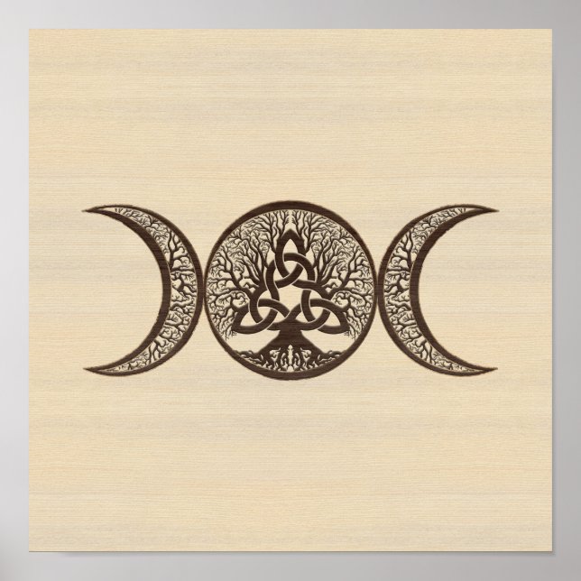 Póster Triple árbol de la luna triquetra (Frente)