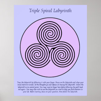 Póster Triple espiral de Laberinto de Dedo.