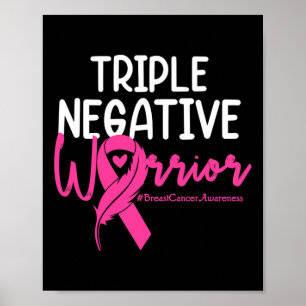 Póster Triple Guerrero Negativo Cáncer de Mama Cinta Rosa