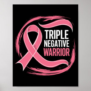 Póster Triple negativo Guerrera lazo rosa cáncer de mama