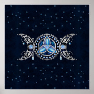 Póster Triple ornamento trivial con piedra lunar