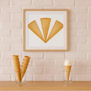 Póster Triple postre veraniego de helado de helado de hel