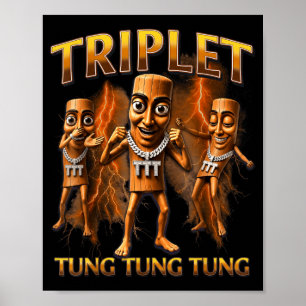 Póster Triple T Tung Tung Tung Sahur Memes para niños