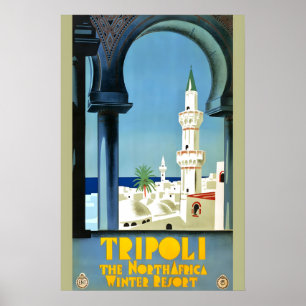 Póster Trípoli de los años 30 Resort de invierno del nort