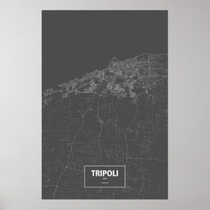 Póster Trípoli, Libia (blanco sobre negro)