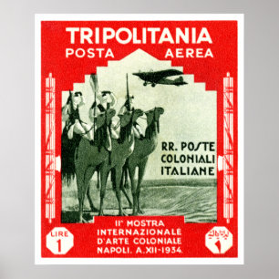 Póster Tripolitania 1934 1 lira de sello