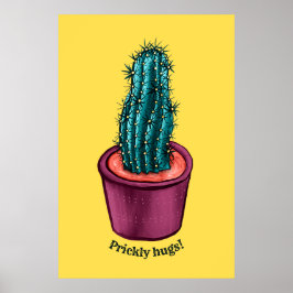 Póster Trippy Cactus Pot Gracioso Psicodélico Abrazos Pri