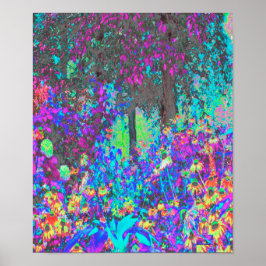 Póster Trippy Lime Green y Purple Garden Sunrise