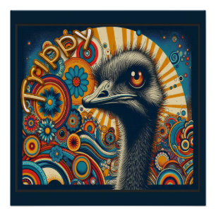 Poster Trippy Ostrich Glossy